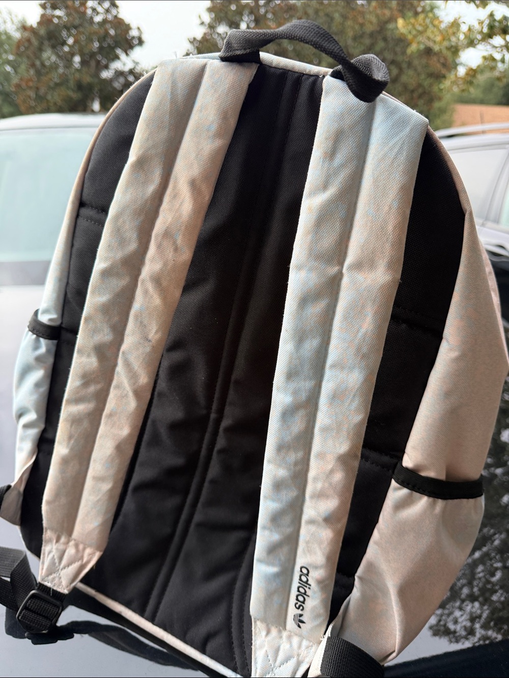 adidas Light Blue and Cream Canvas Backpack with Front Pocket - Picture 2 of 3